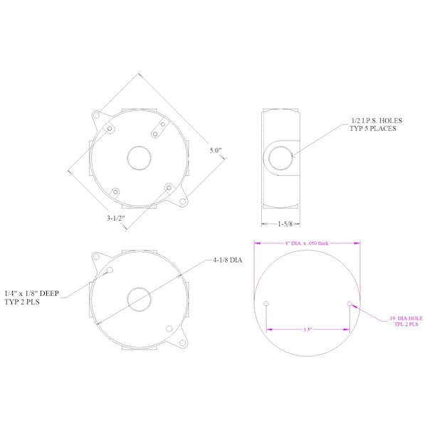 Mulberry Weatherproof boxes 4" RND BOX 5H1/2" W/CVR 30318 Zoro